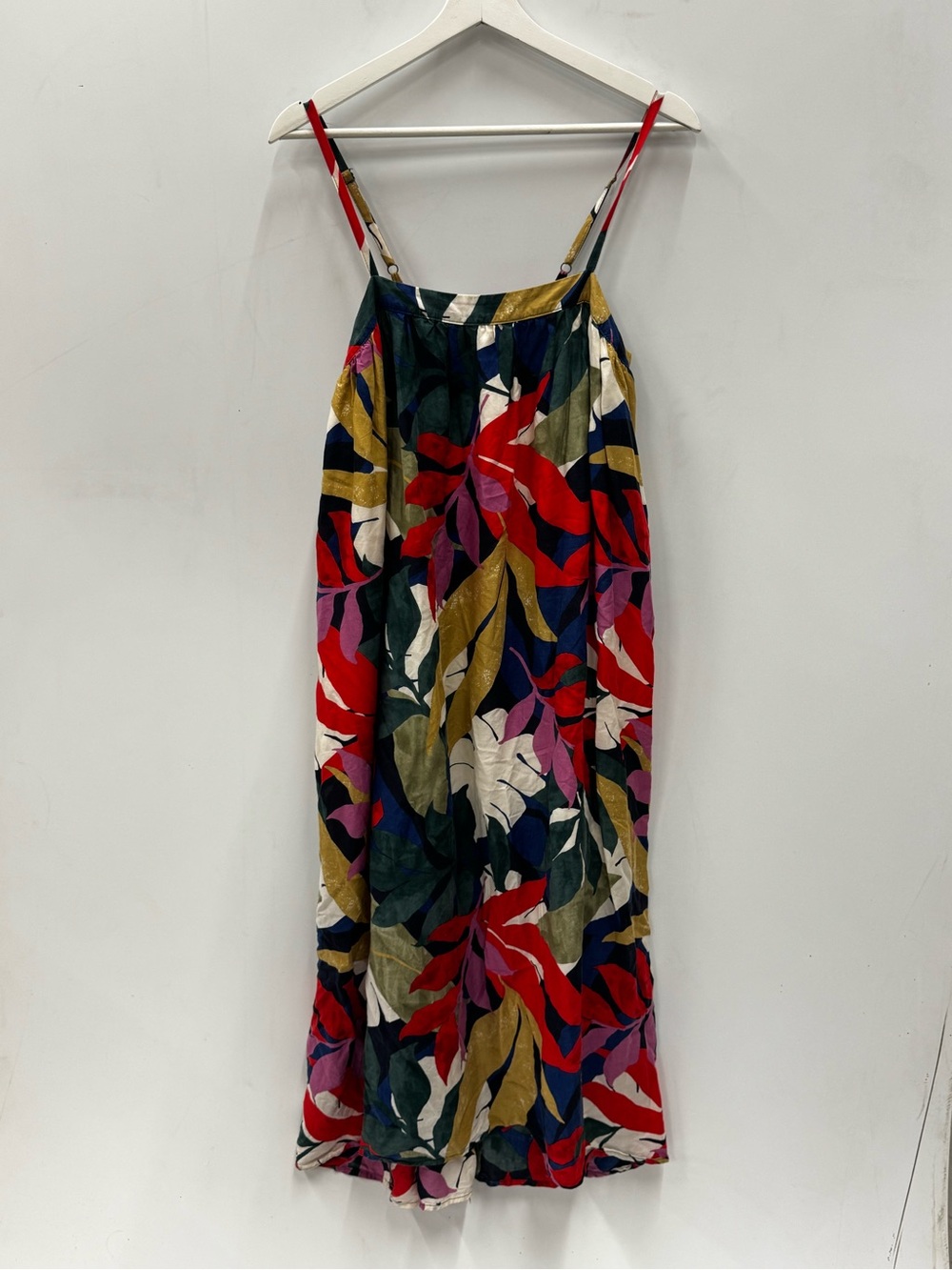 a.new day Multicolor Leaf-Print Spaghetti Strap Midi Dress Size Small